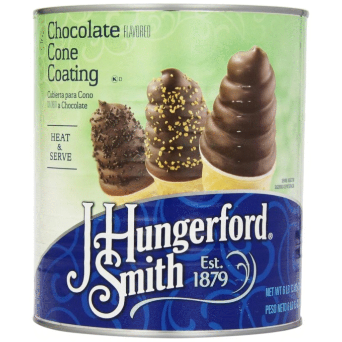 J. Hungerford Smith Chocolate Cone Coating – 6 lb 13 oz Tin | Heat & Serve Shell Dip for Ice Cream, Desserts & Frozen Treats