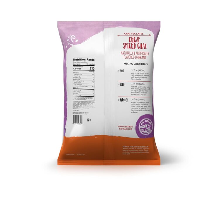 Big Train Decaf Spiced Chai Tea Latte Mix – 3.5 lb Bag | Instant Decaf Chai for Hot, Iced & Blended Lattes - Image 2