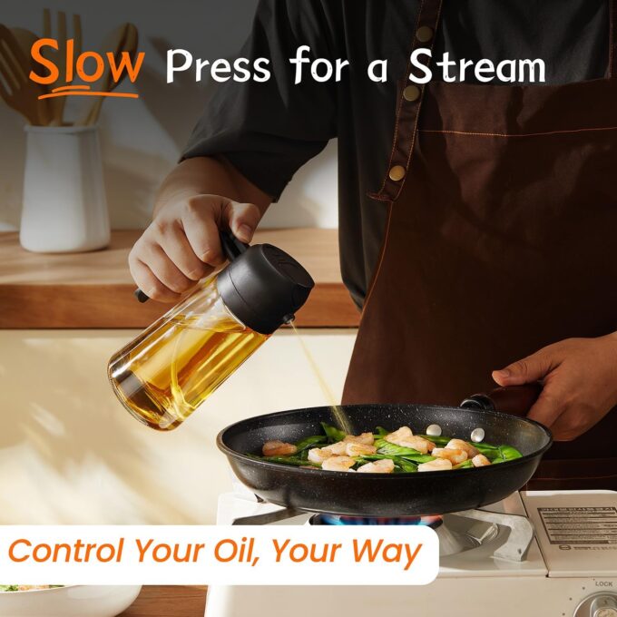 TrendPlain 16oz/470ml Glass Olive Oil Sprayer for Cooking - 2 in 1 One - Image 4